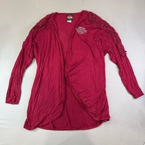 Harley-Davidson Women's Burgundy Lace Shoulder Blouse